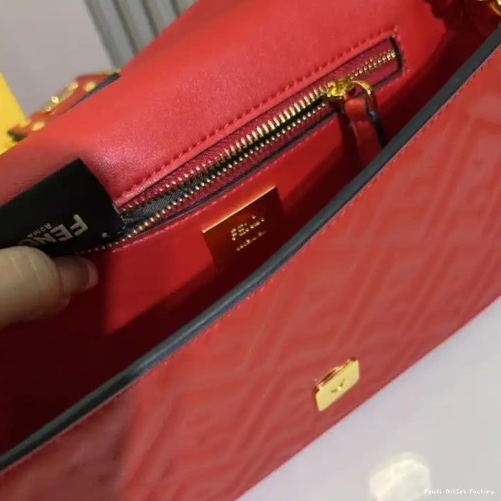 Cheap HOT Motif Red Midi Nappa Baguette FF Fendi Bag Leather Chain In 0426